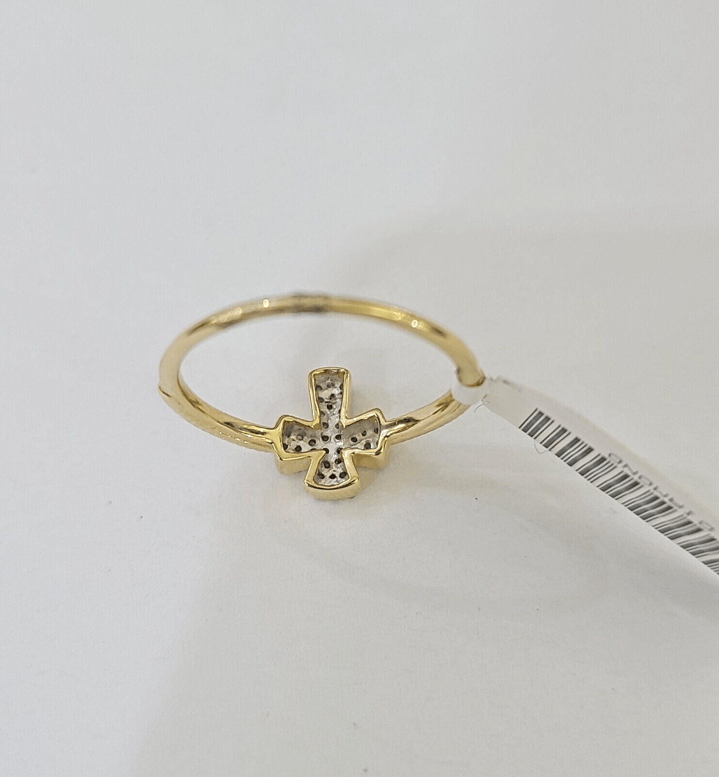 Real 10k Diamond Ladies Ring Jesus Cross Yellow Gold Women Casual - GoldenlinQ